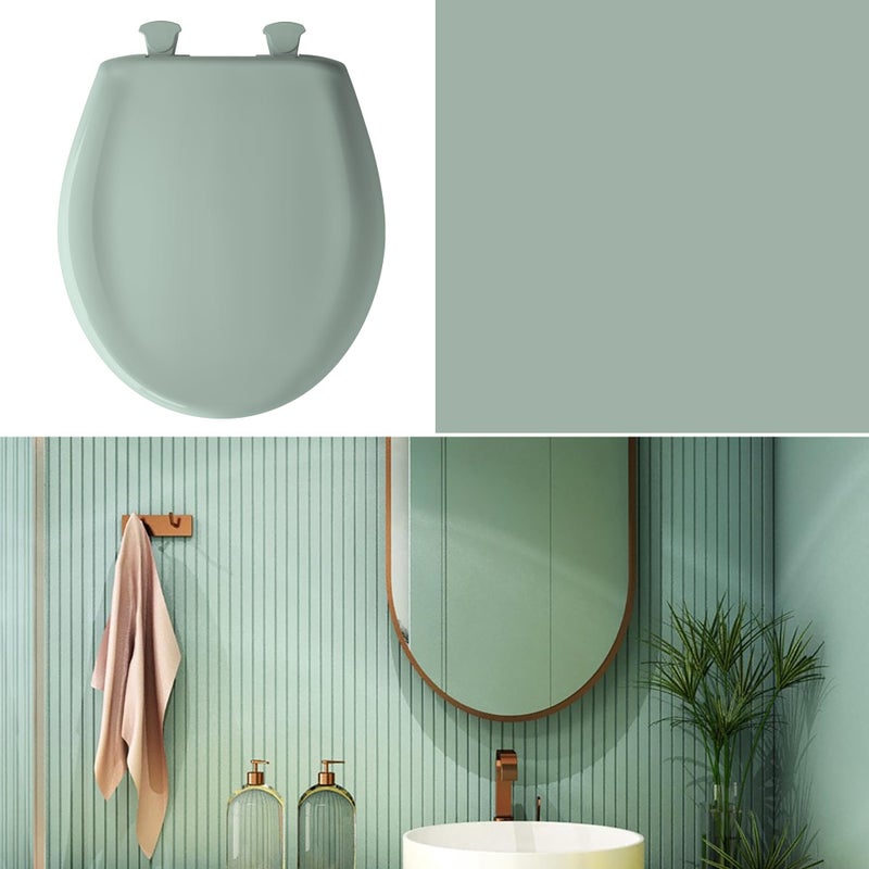 Bemis Classic Colors Slow Close Toilet Seat, Easy Clean Hinges and Durable Plastic Seat, Made in USA, Elongated, Seafoam - Image 3